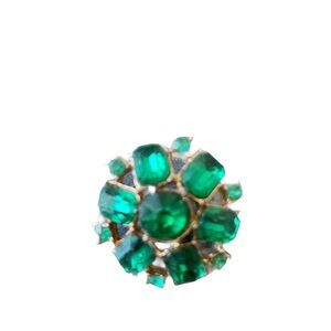 ❤️ RHINESTONE VINTAGE EMERALD GREEN BROOCH PIN